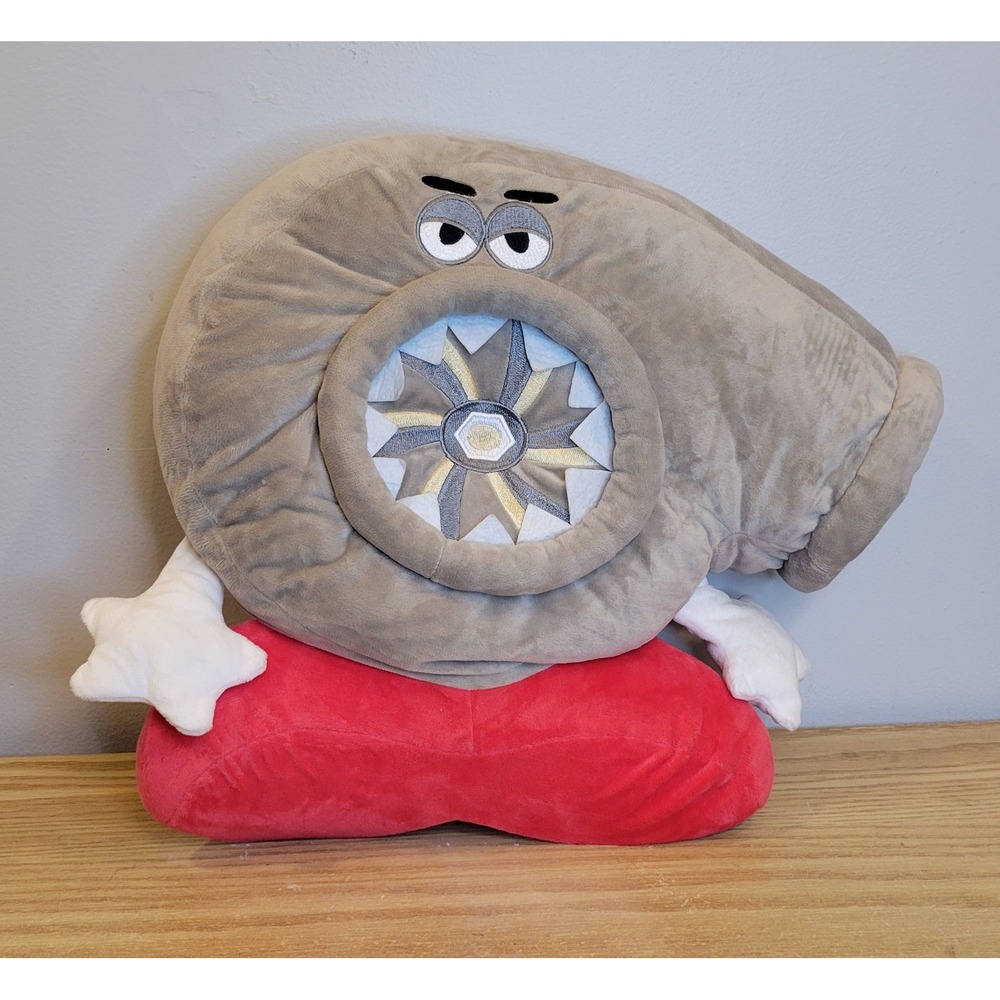 Large 15" JDM Turbocharger Plush Pillow Car Turbo Cushion Man Cave Grey Red